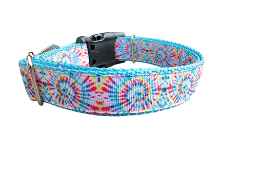 Light Rainbow Tie Dye Nylon Dog Collar | Purrfect Pet Kingdom