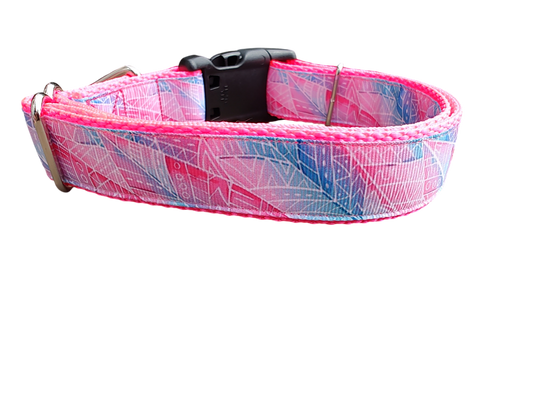 Textured Pink Leaves Nylon Dog Collar | Purrfect Pet Kingdom