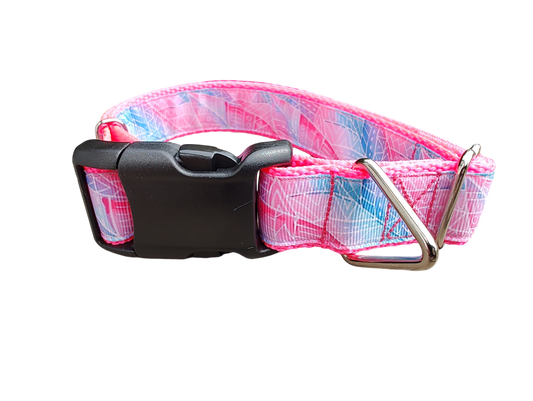 Textured Pink Leaves Nylon Dog Collar | Purrfect Pet Kingdom
