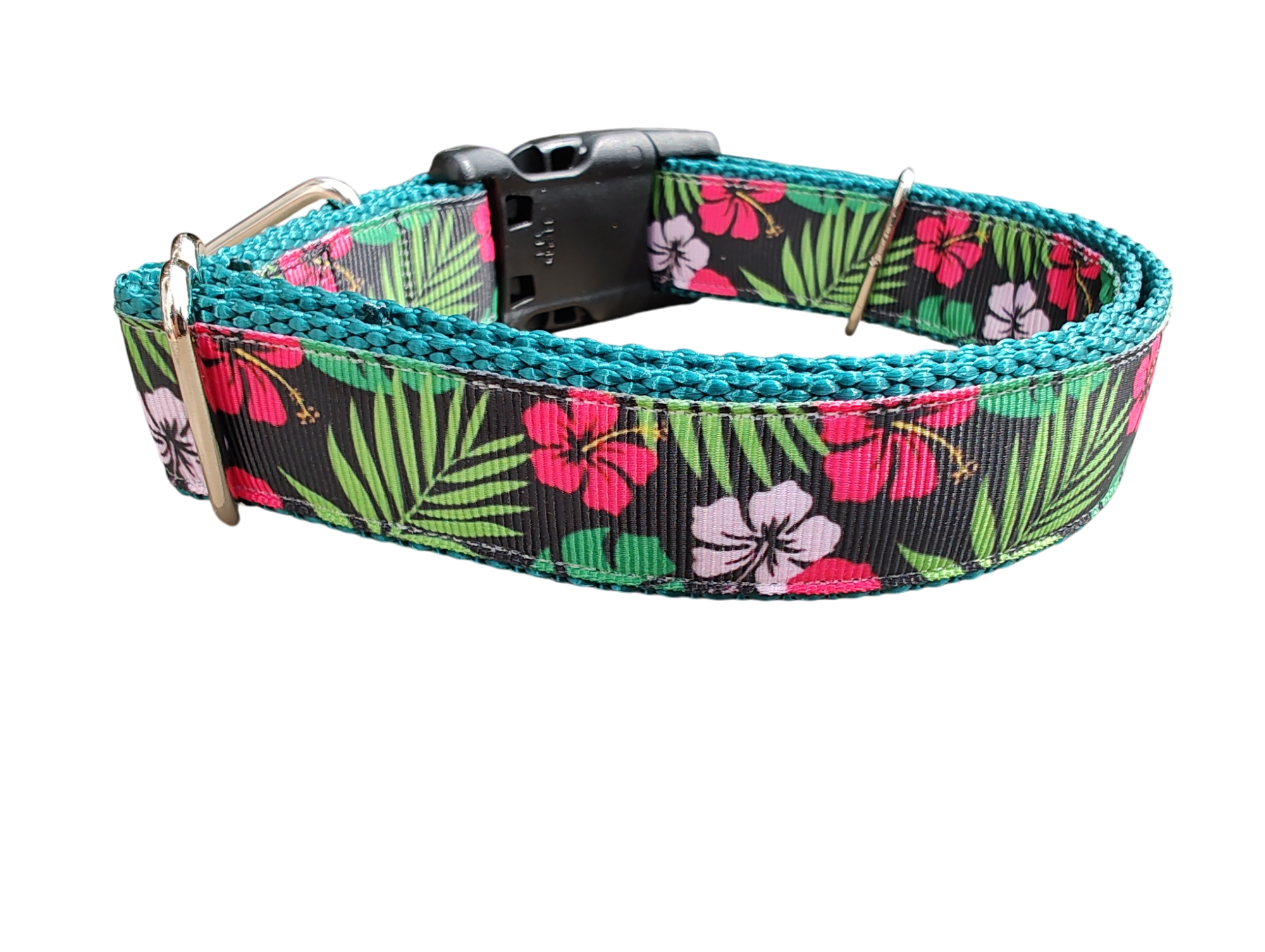 Tropical Flowers Nylon Dog Collar