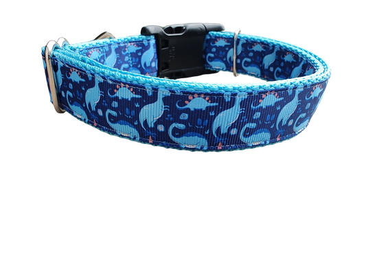 Blue Dinosaur Nylon Dog Collar | Purrfect Pet Kingdom