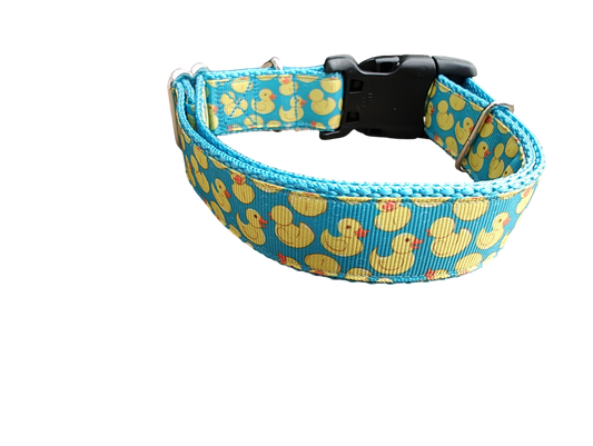 Teal Rubber Duckies Nylon Dog Collar | Purrfect Pet Kingdom