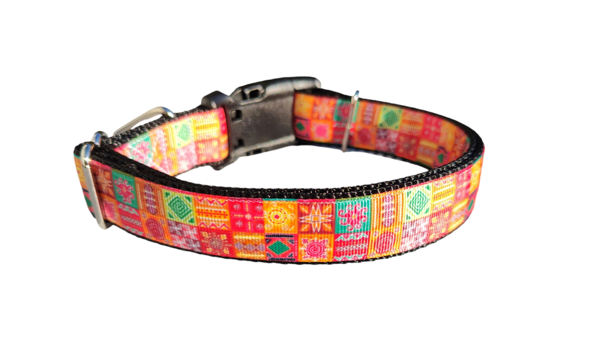 Orange Quilt Squares Nylon Dog Collar | Purrfect Pet Kingdom