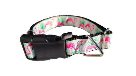 Mint Flamingo Nylon Dog Collar | Purrfect Pet Kingdom