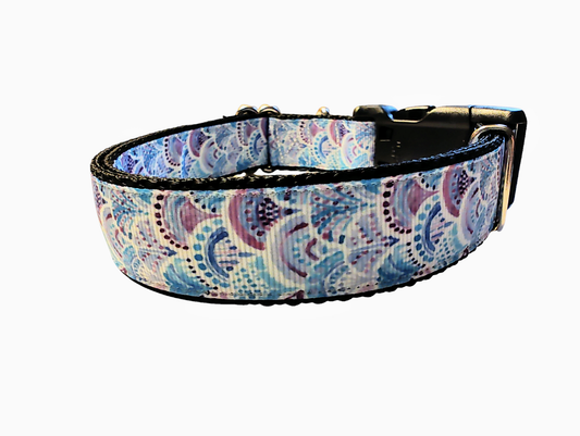 Purple / Blue Fish Mermaid Scales Nylon Dog Collar | Purrfect Pet Kingdom