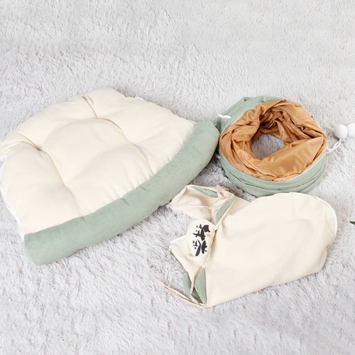 Collapsible Removable Cat Tunnel Tube With Cat Bed Set - Majestic Pet Kingdom
