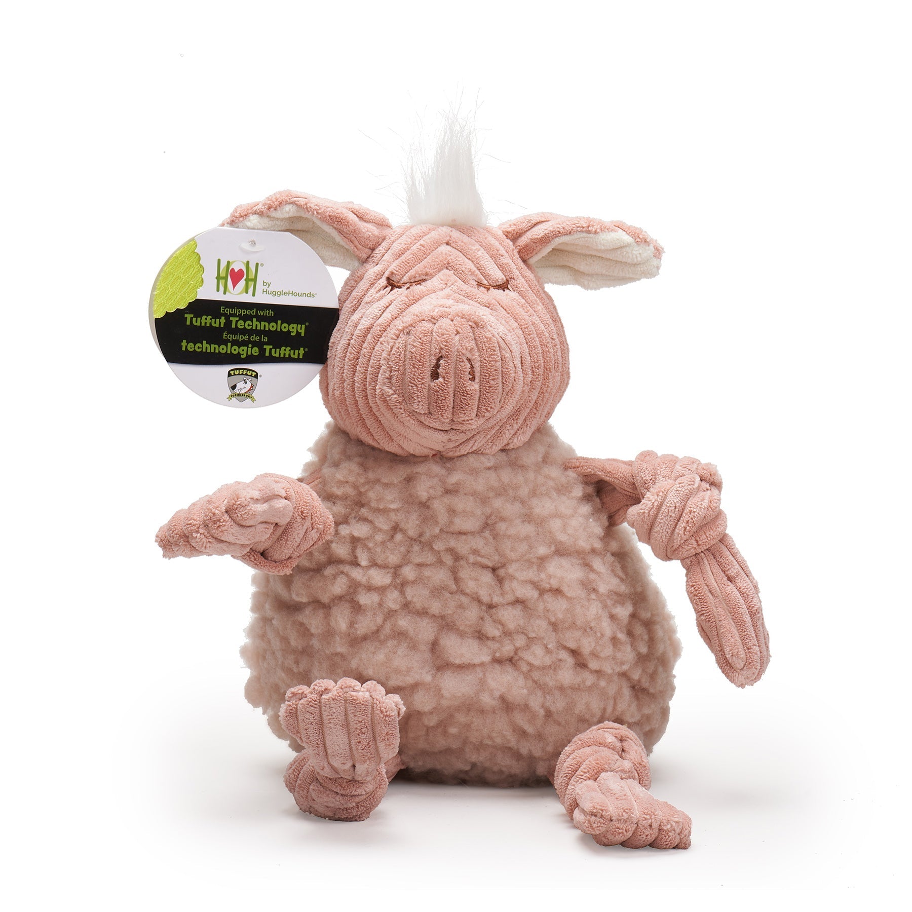 Dog Plush Toy Penelope Pig FlufferKnottie Fleece Squeak Chew - Detail Angle 2 | Majestic Pet Kingdom