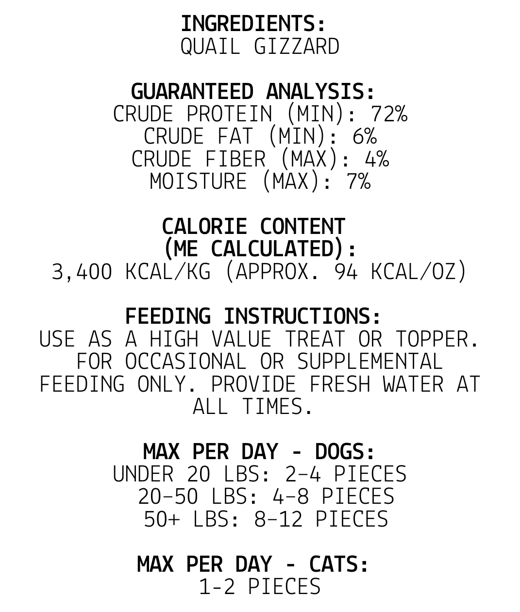 Majestic Pet Kingdom Freeze-Dried Quail Gizzard Dog Treats, 4 oz