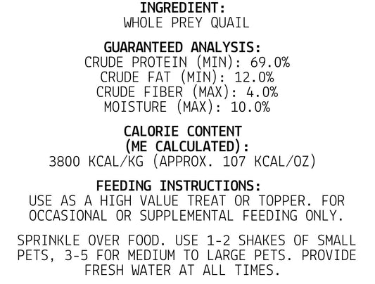 Freeze-Dried Quail Complete Topper | Purrfect Pet Kingdom