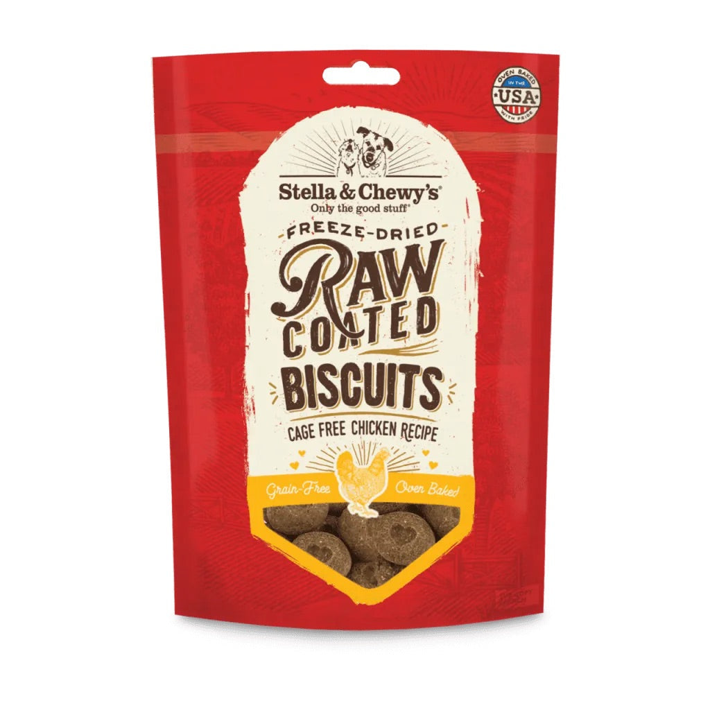 Dog Treats Stella & Chewys Raw Coated Biscuit Chicken 9oz Ba