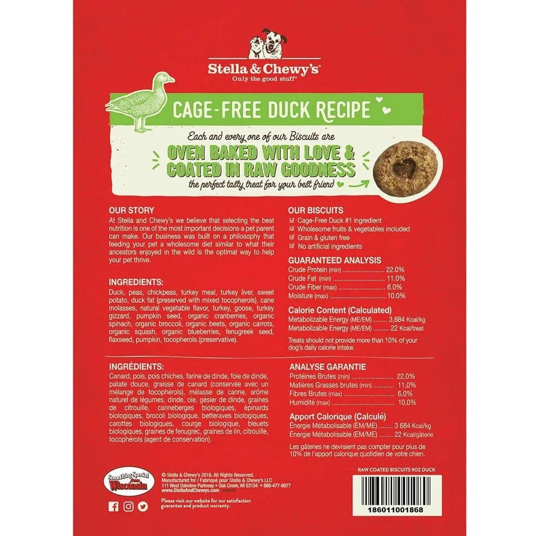 Dog Treats Stella & Chewys Raw Coated Biscuits Duck 9oz Pouch - Detail Angle 2 | Majestic Pet Kingdom