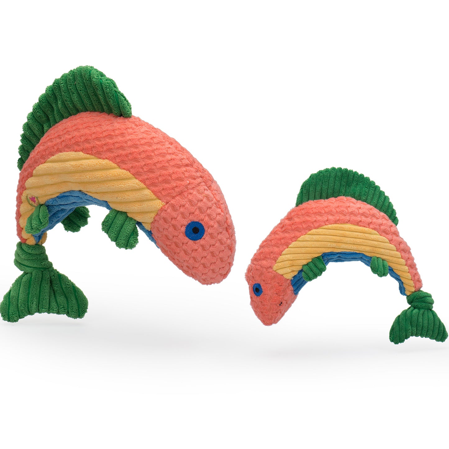Dog Plush Toy Raucous Rainbow Trout Knottie Squeaky Fish Toy - Main Feature View | Majestic Pet Kingdom