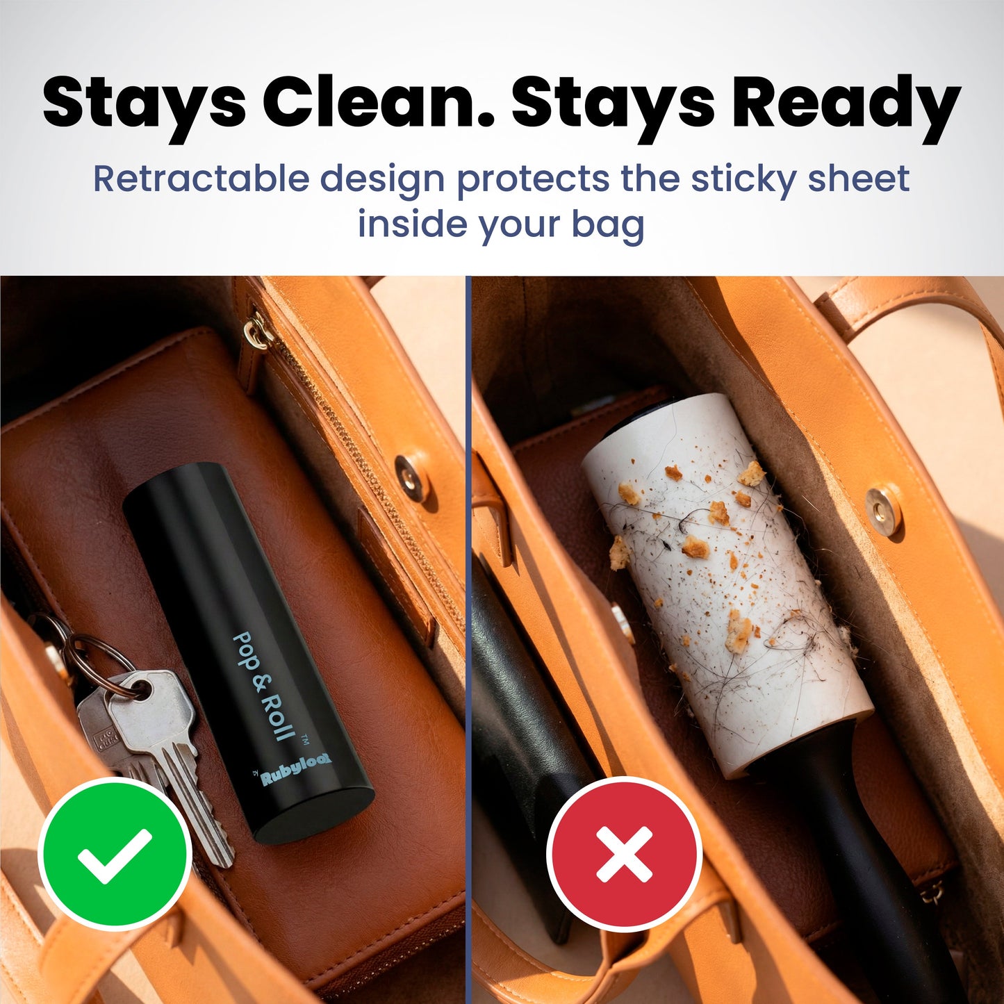 Retractable Mini Lint Roller for Pet Hair with 2 Refills | Purrfect Pet Kingdom