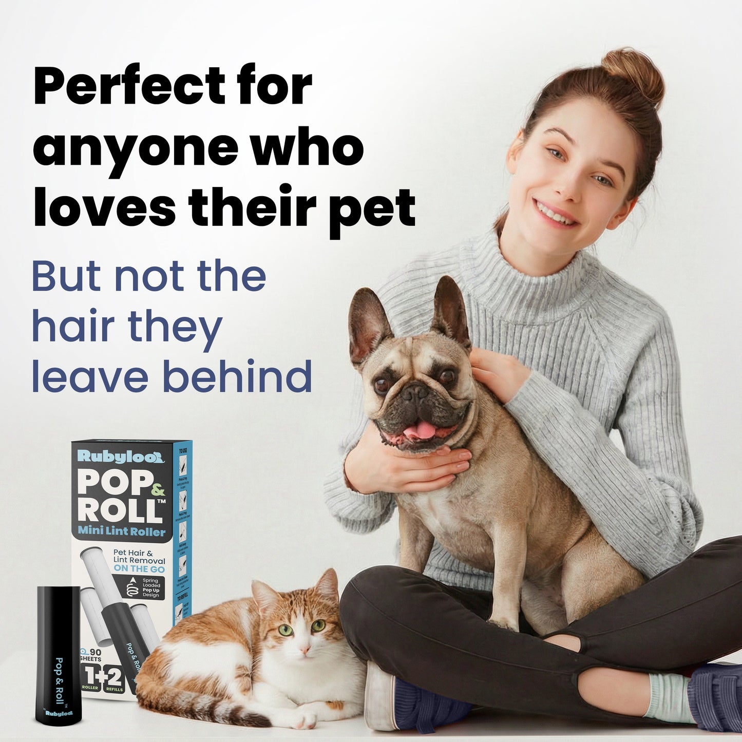 Retractable Mini Lint Roller for Pet Hair with 2 Refills | Purrfect Pet Kingdom