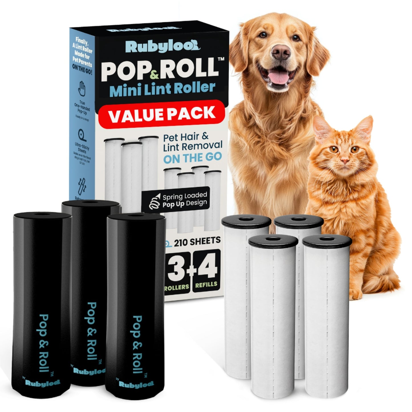 Retractable Mini Lint Roller for Pet Hair with 2 Refills | Purrfect Pet Kingdom
