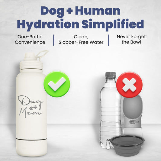 Dog + Human Water Bottle with Detachable Dog Bowl - Majestic Pet Kingdom