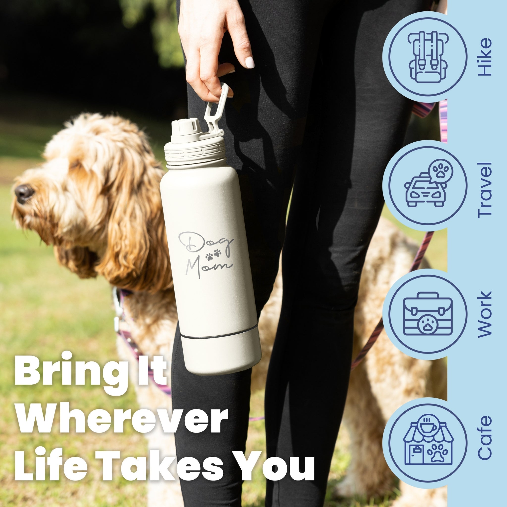 Dog + Human Water Bottle with Detachable Dog Bowl - Majestic Pet Kingdom