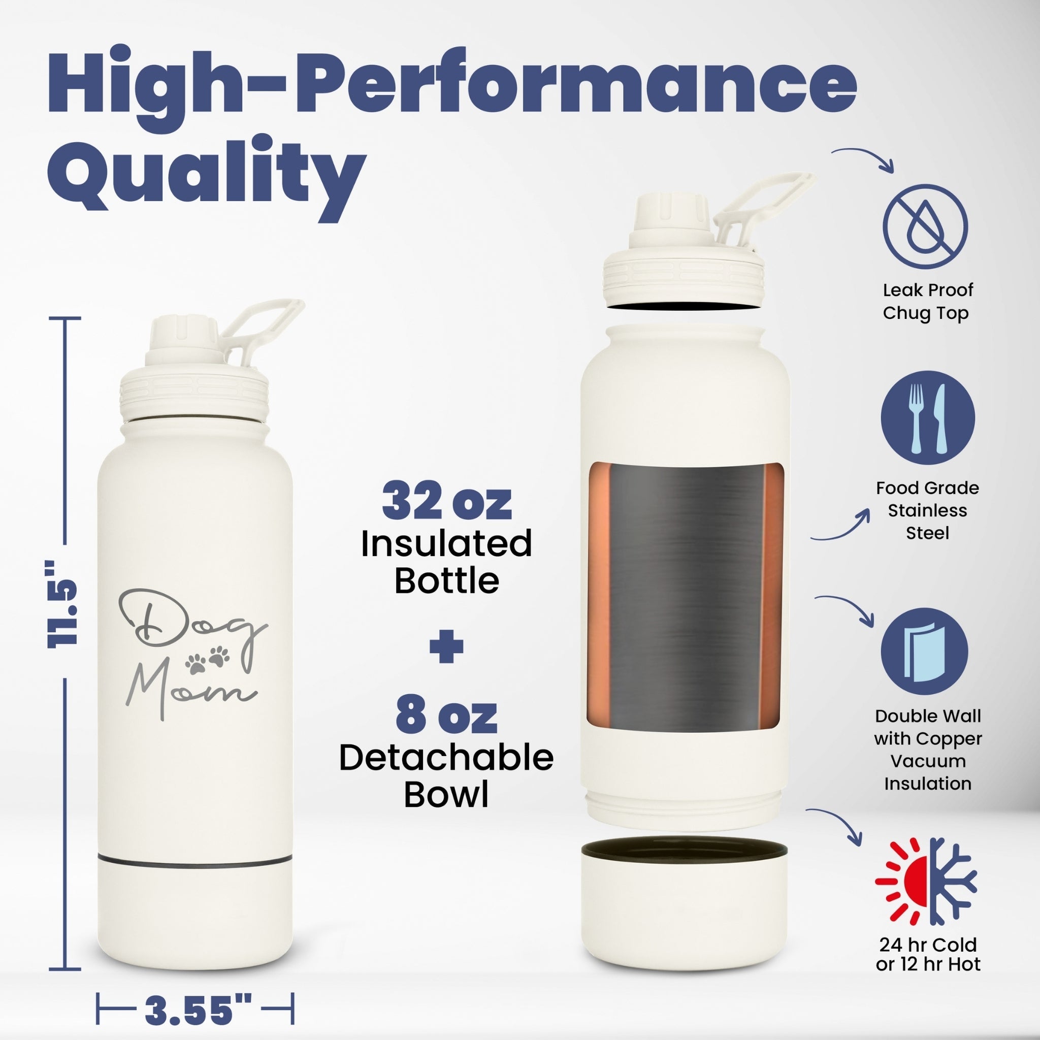 Dog + Human Water Bottle with Detachable Dog Bowl - Majestic Pet Kingdom