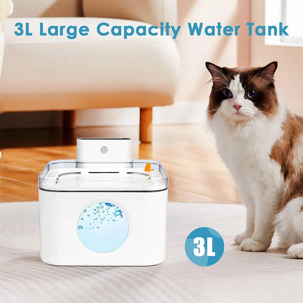 3L Automatic Cat Water Fountain USB Cable/Battery Operated Smart Sensing Sensor Dog Cat Dispenser Pet Cats Drinker with Filter - Majestic Pet Kingdom