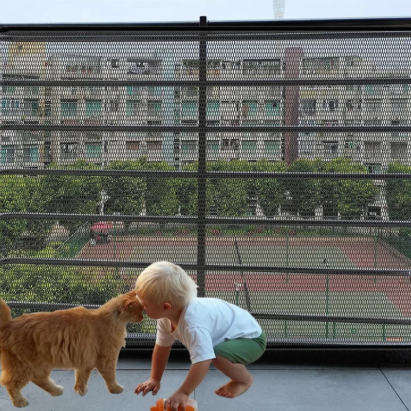 Pet Dog Barrier Fences With 4Pcs Hook Pet Isolated Network Stairs Gate New Folding Breathable Mesh Playpen For Dog Safety Fence - Majestic Pet Kingdom