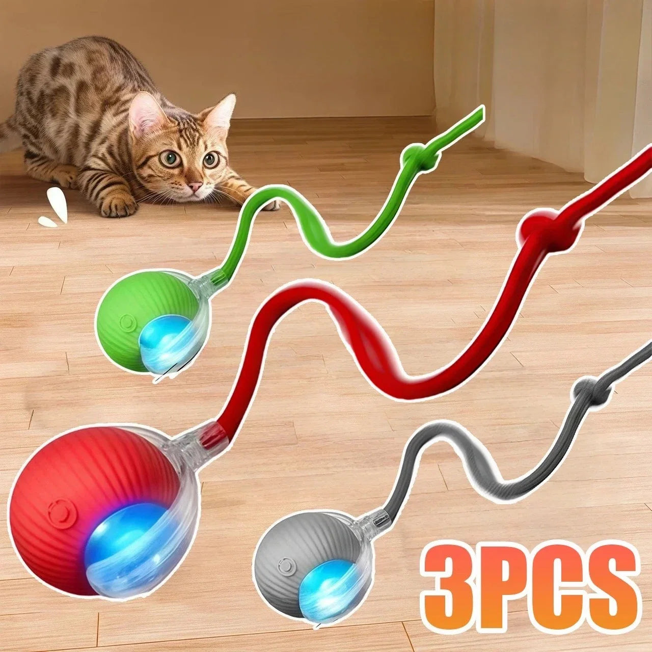 New Cat Interactive Ball Automatic Rolling Ball Faux Tail Rechargeable | Majestic Pet Kingdom™