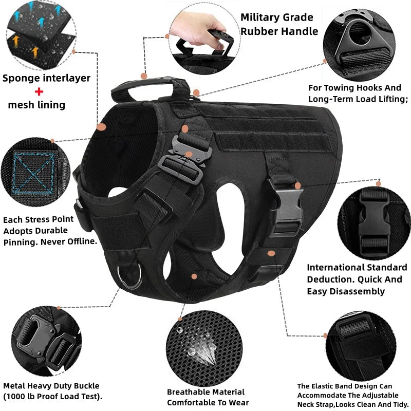 Tactical Military Vest Pet German Shepherd Golden Retriever Tactical  Training Dog Harness and Leash Set For All Breeds Dogs - CP 5 piece set | Purrfect Pet Kingdom