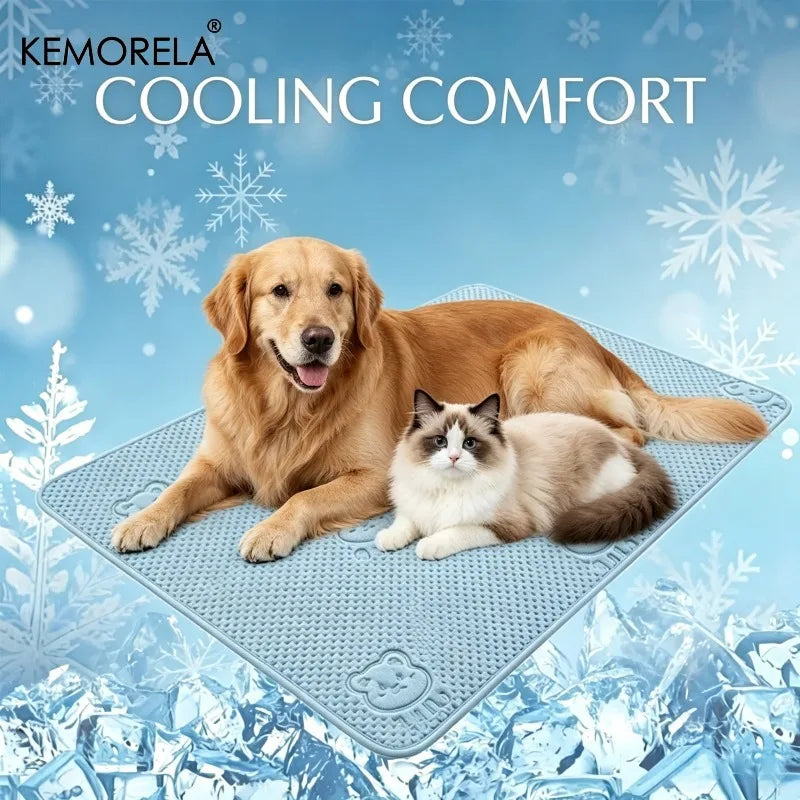 Pet Cooling Pad Smooth Bear Pattern Washable Ice Summer Mat