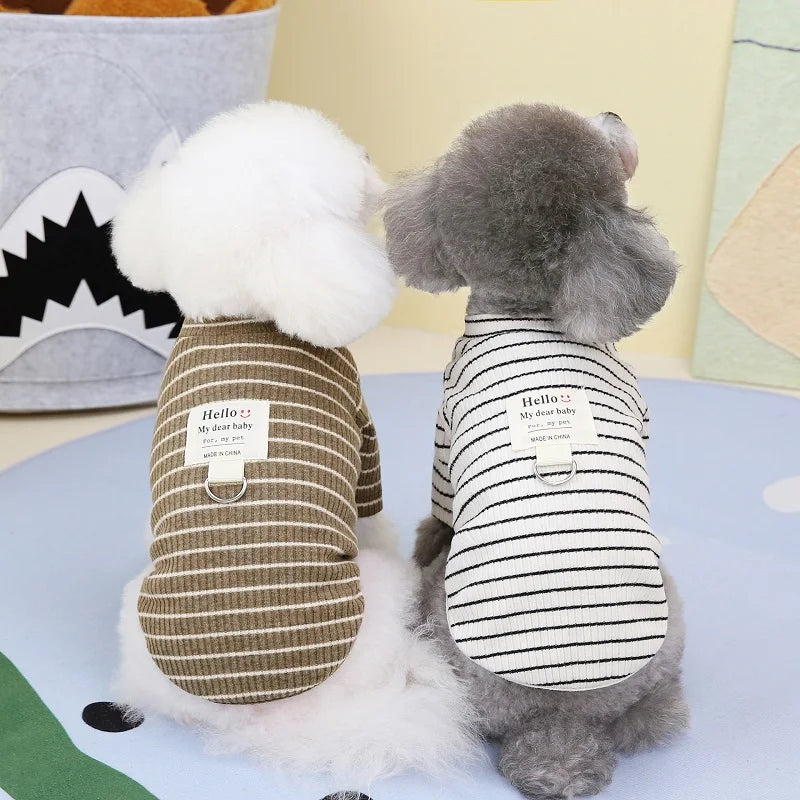 Summer Clothes for Dog and Cat, Striped T-Shirt, Cute Clothes for Puppy, Chihuahua, Bichon, French Bulldog, Girl - Majestic Pet Kingdom