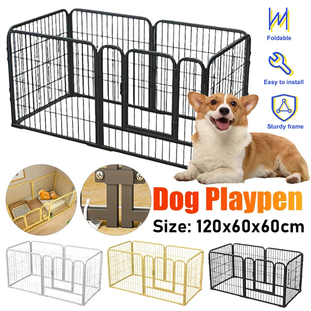 6 Panels Dog Fence Playpen Foldable Exercise Puppy Kennel Cage Heavy Duty Dog Exercise Fence for Dog Cat Rabbit Pet Exercise - Majestic Pet Kingdom