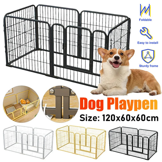 6 Panels Dog Fence Playpen Foldable Exercise Puppy Kennel Cage Heavy Duty Dog Exercise Fence for Dog Cat Rabbit Pet Exercise - Majestic Pet Kingdom