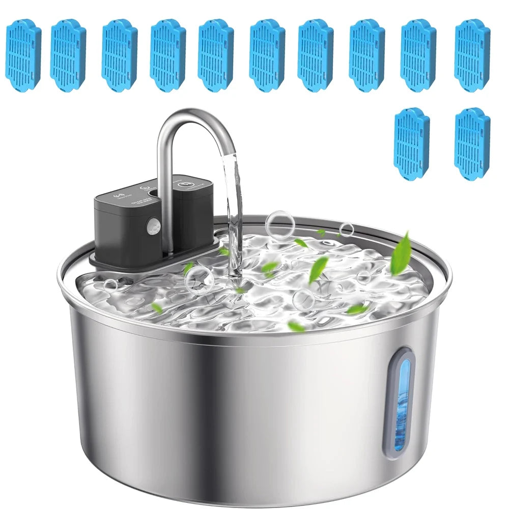 Majestic Pet Kingdom - 3L Stainless Steel Wireless Recharging Sensor Pet Cat Water Fountain Auto Drinking Fountain For Cats Dog Drinker Dispenser Bowl View 6