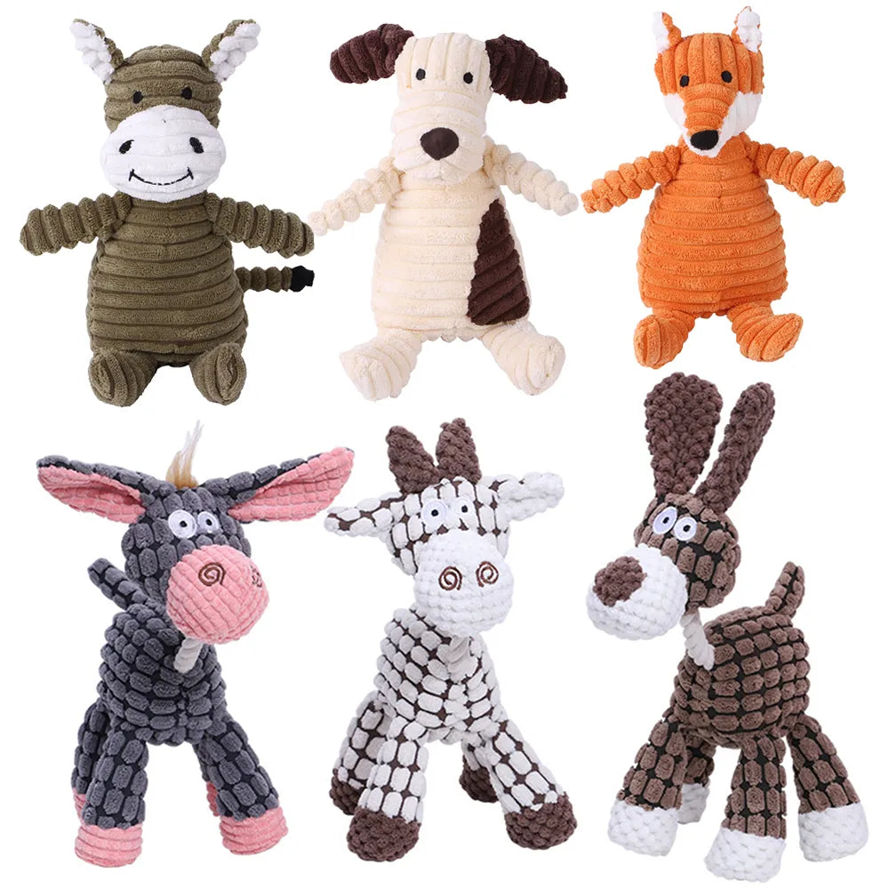 Squeaky Corduroy Plush Dog Toy - Durable Chew Toy