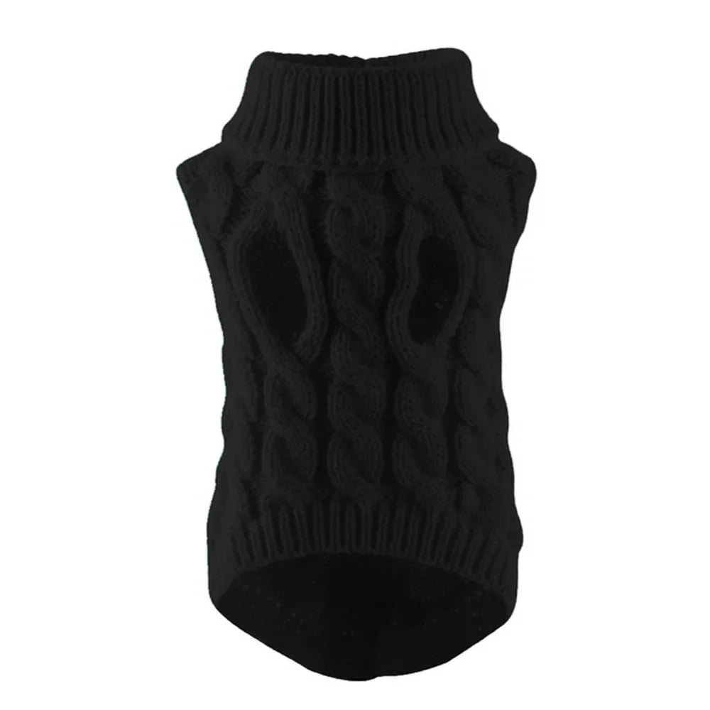 Classic Solid Knit Dog Sweater | Warm Winter Pullover for Small Breeds