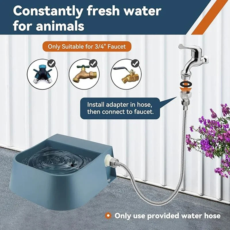 Dog Automatic Water Bowl Dispenser with 1.5m Water Hose 2L Outdoor Auto Fill Pet Water Dispenser for Animal Cat Chickens Rabbits - Majestic Pet Kingdom
