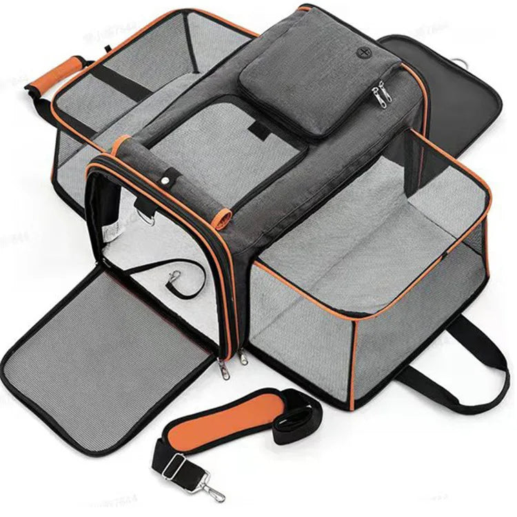 Cat Bag Foldable Large Capacity Cat Outdoor Car Expansion Portable Pet Handbag Breathable Diagonal Cross Bag for Cats and Dogs - Majestic Pet Kingdom