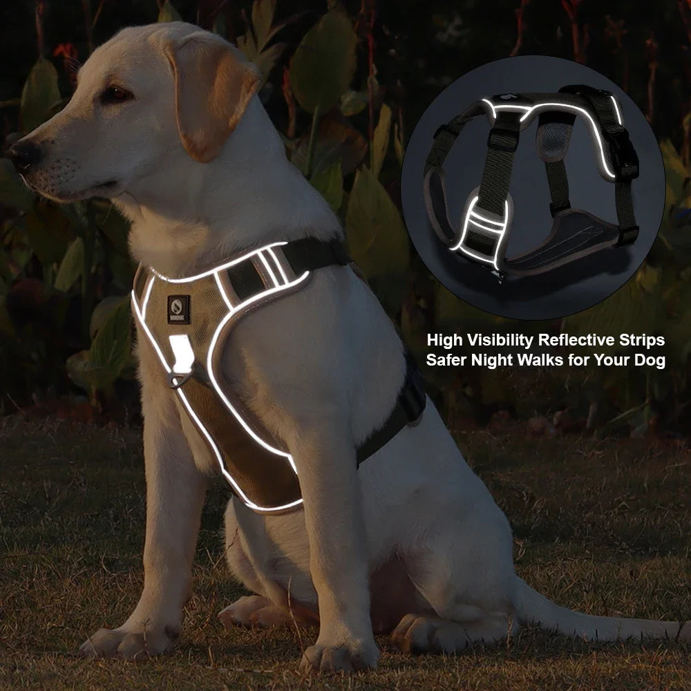 Tactical No-Pull Dog Harness Reflective Heavy Duty Oxford Cloth Waterproof Medium Large Breed Outdoor Walking Pet Vest Harness - purple | Purrfect Pet Kingdom