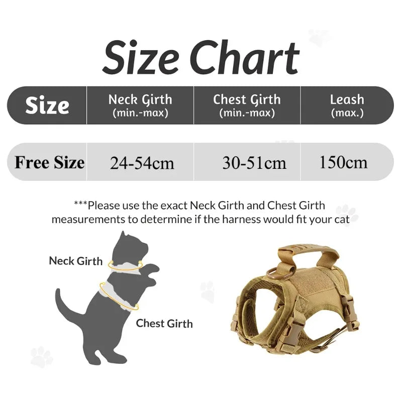 Tactical Small Dog Harness For Puppy Cats Adjustable Kitten Vest Harnesses For Military Dogs Working Training Walking Free Size | Purrfect Pet Kingdom