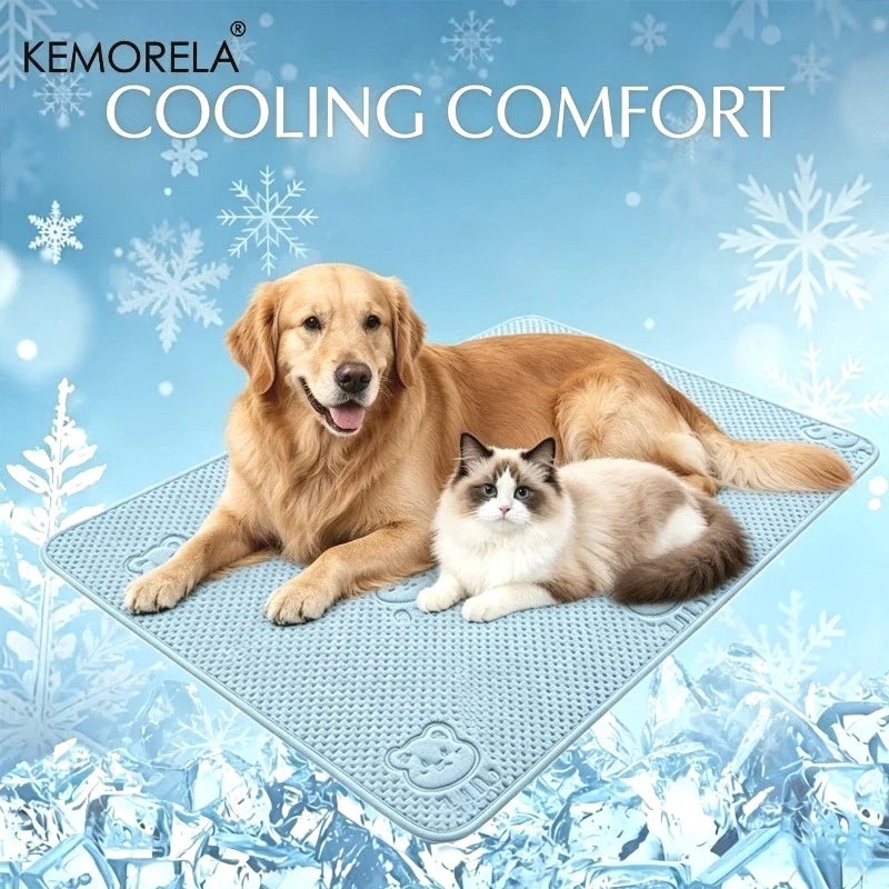 Pet Cooling Pad Smooth Bear Pattern Washable Ice Summer Mat