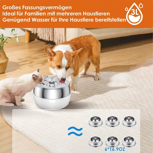 3L Stainless Steel Pet Cat and Dog Drinking Fountain Ultra-Silent | Majestic Pet Kingdom™