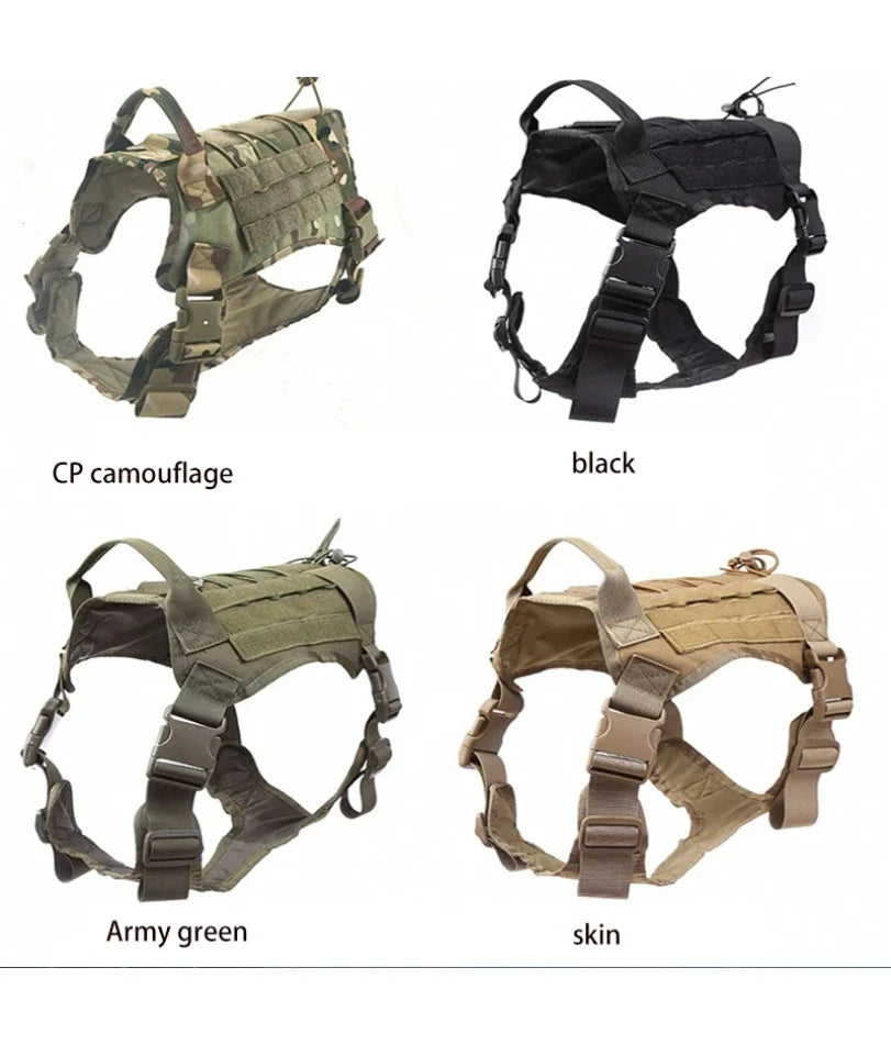 Tactical Dog Harness Military Training  Padded Quick Release Vest Pet Training Dog Harness For Set Small Medium Large Dogs - black | Purrfect Pet Kingdom
