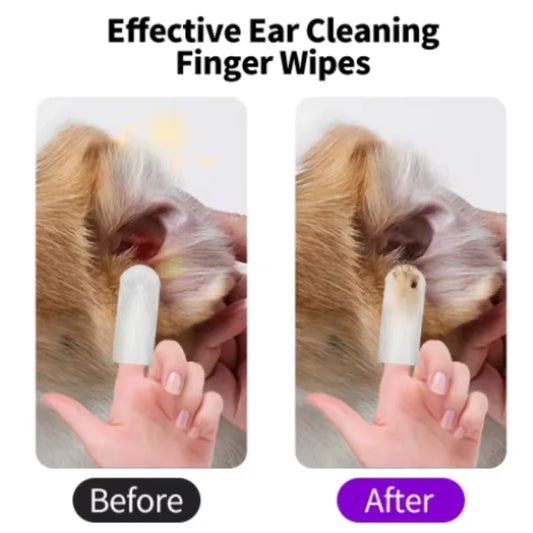 Pet Ear Wipes Disposable Finger Cover Deodorizing Care 50-Count