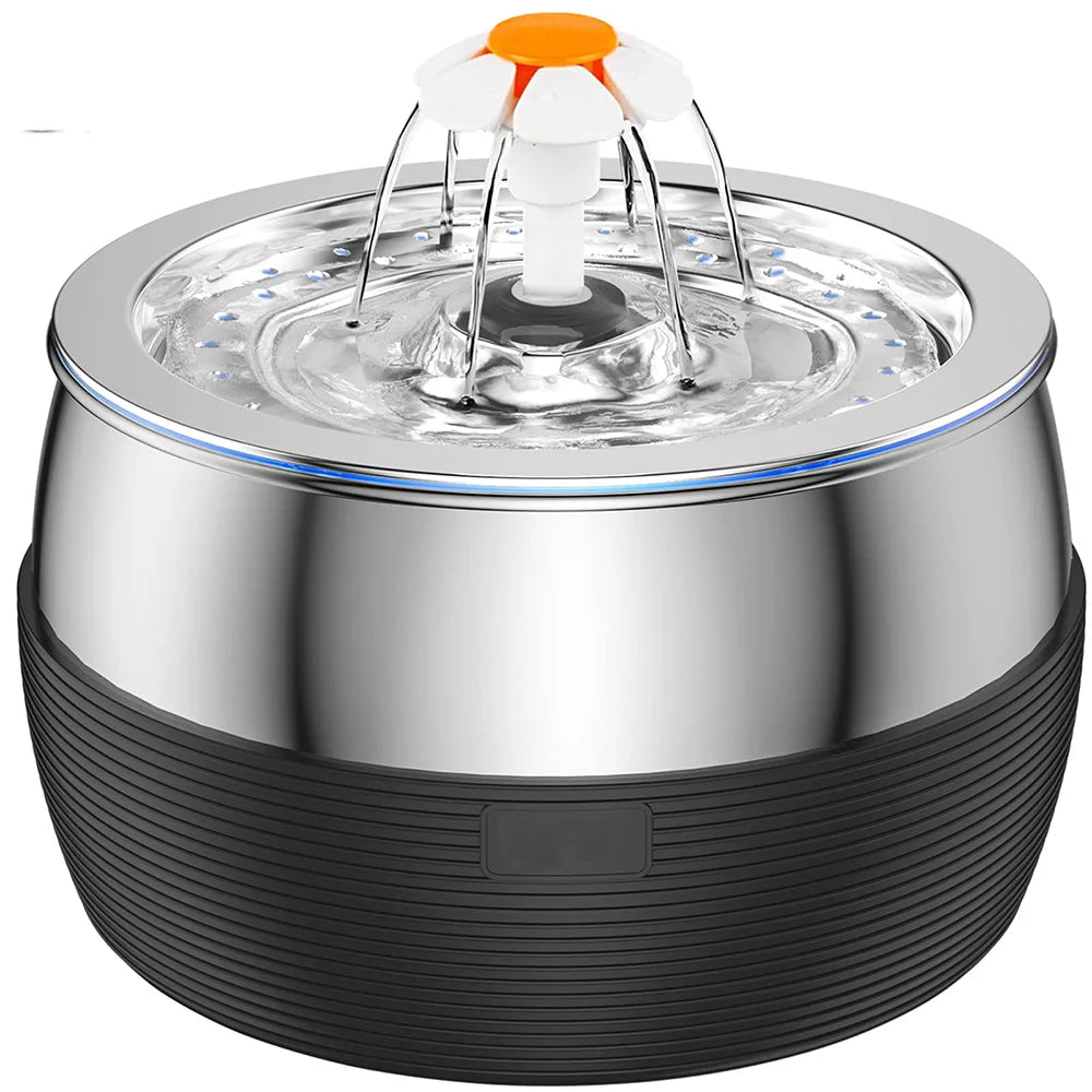 3L Auto Stainless Steel Cat Fountain 102 Oz Pet Water Dispenser Filter with Faucet Automatic Water Feeder for Cats Dogs Rabbits - Majestic Pet Kingdom