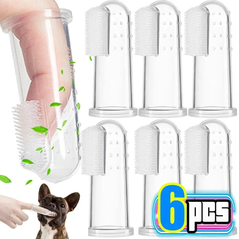 Dog Toothbrush Soft Silicone Finger Cuff Dental Cleaning Kit Tool - Main Feature View | Majestic Pet Kingdom