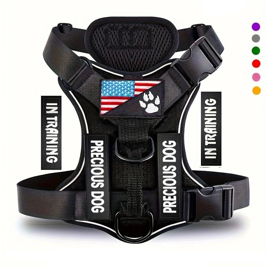 Service Dog Harness, Reflective Dog Vest Harness with 5 PCS Patches, Adjustable Soft Oxford Pet Harness, Inner Layer Mesh, Easy - Majestic Pet Kingdom