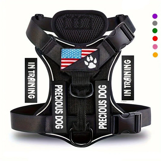 Service Dog Harness, Reflective Dog Vest Harness with 5 PCS Patches, Adjustable Soft Oxford Pet Harness, Inner Layer Mesh, Easy - Majestic Pet Kingdom