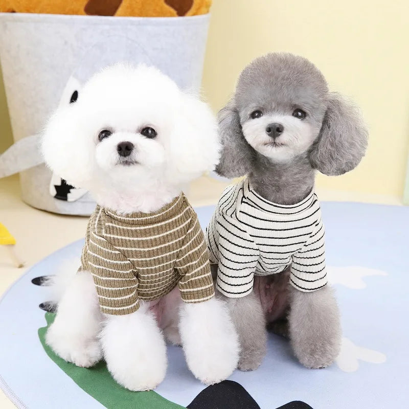 Summer Clothes for Dog and Cat, Striped T-Shirt, Cute Clothes for Puppy, Chihuahua, Bichon, French Bulldog, Girl - Majestic Pet Kingdom