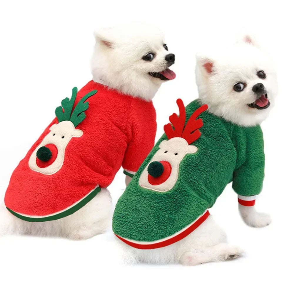 Dog Hoodies Christmas Halloween Holiday Reindeer Sweater