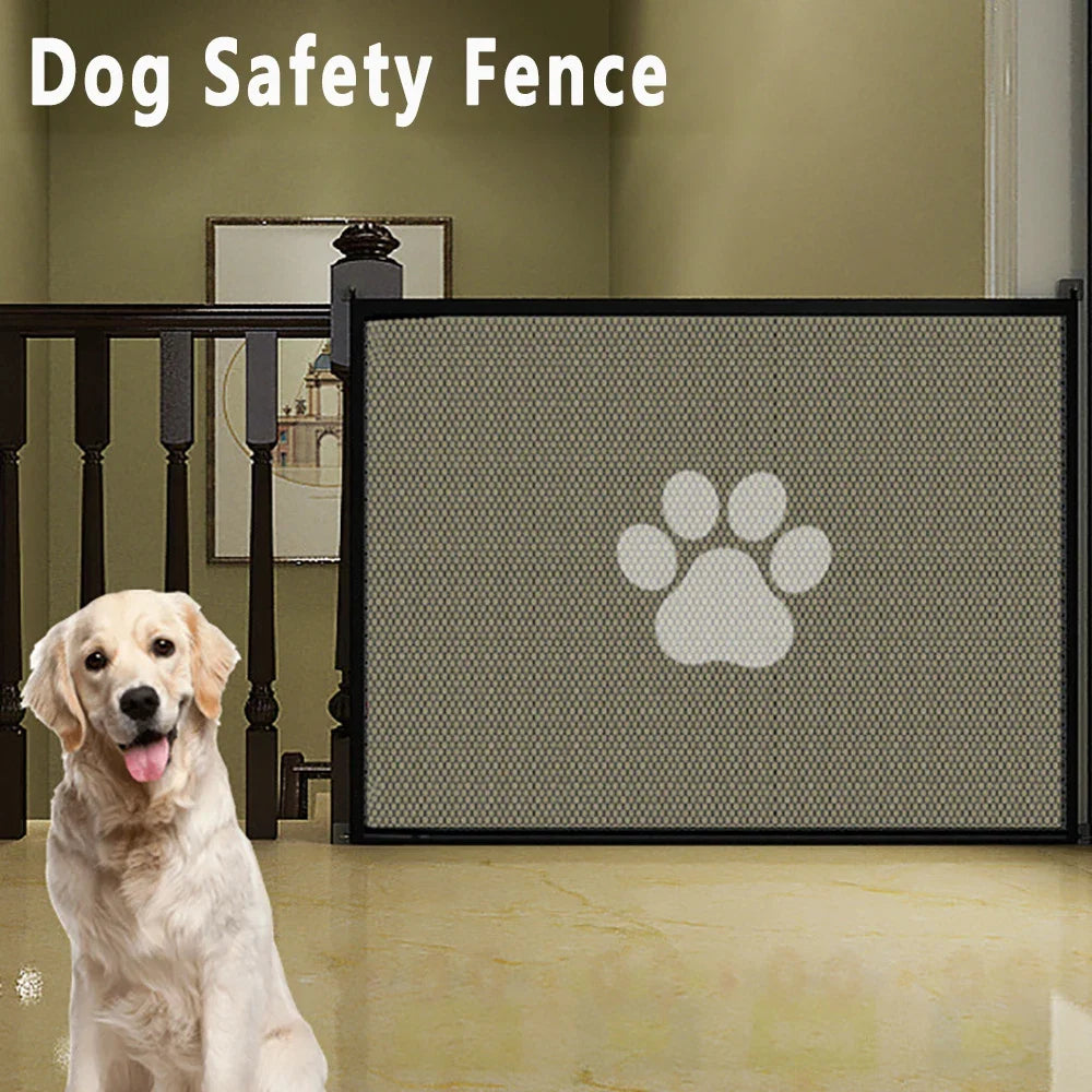 Dog Gate for Stairs - Pet House Screen Door with 4 Hooks, Indoor Safety Fence Barrier, Stairway Pet Gate for Dogs Cats - Majestic Pet Kingdom