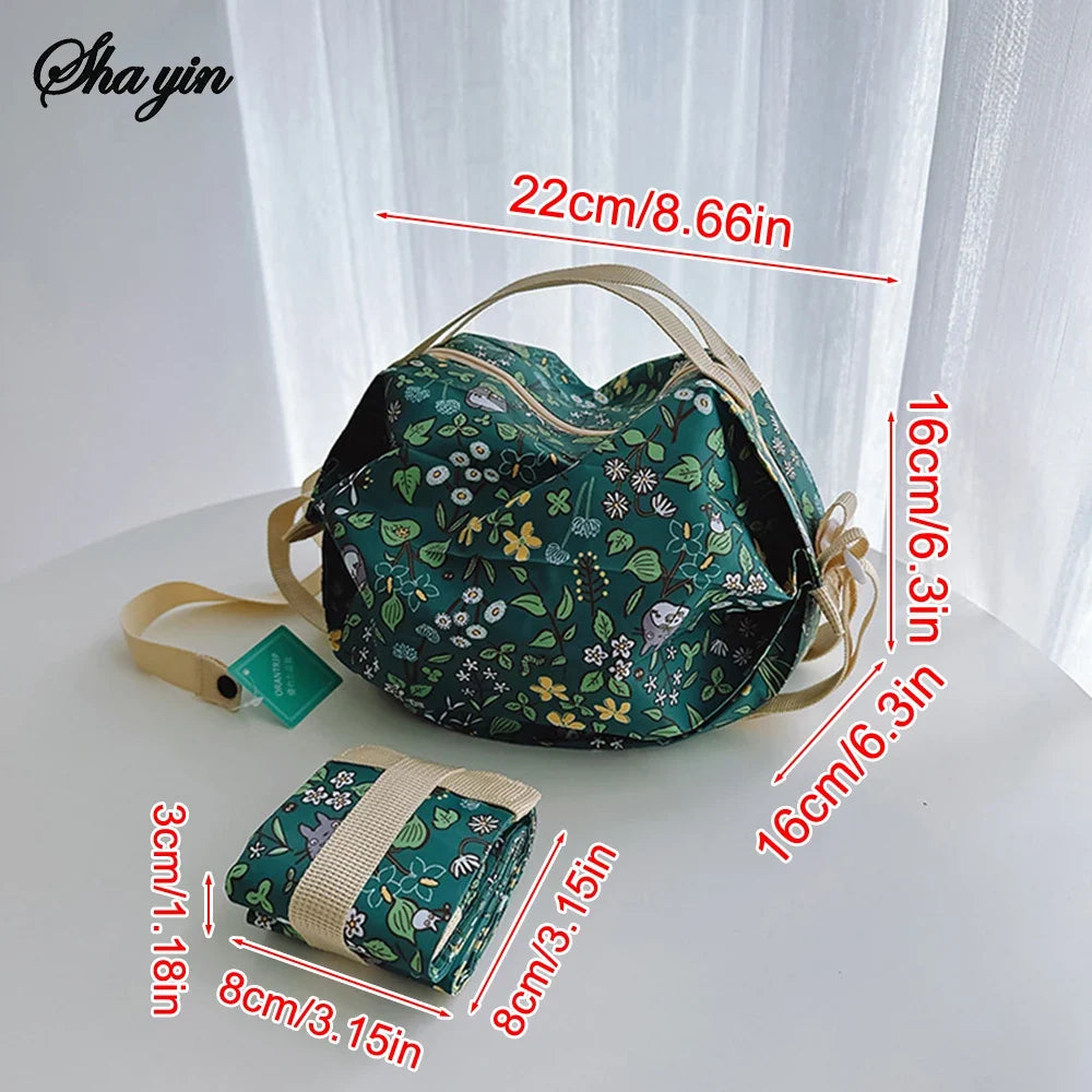 Cartoon Keyboard Foldable Shopping Bag Easy Fold Storage Portable Handbag Crossbody Gift Bag