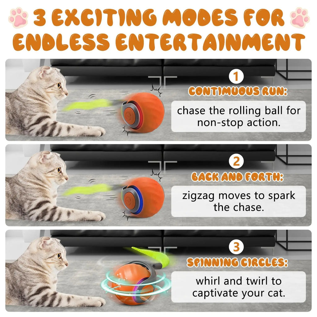 NewSpeedy Tail 2.0 Cat Toy, Speedy Tail Cat Toy, Interactive Cat Ball Toy, Smart Cat Toys Ball, Two Speed Adjustment, with Tail - Majestic Pet Kingdom